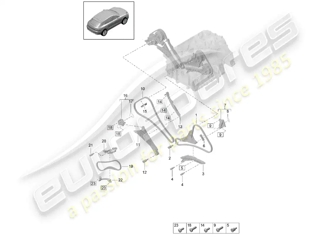 porsche 2019 (macan) cadena de distribución diagrama de piezas