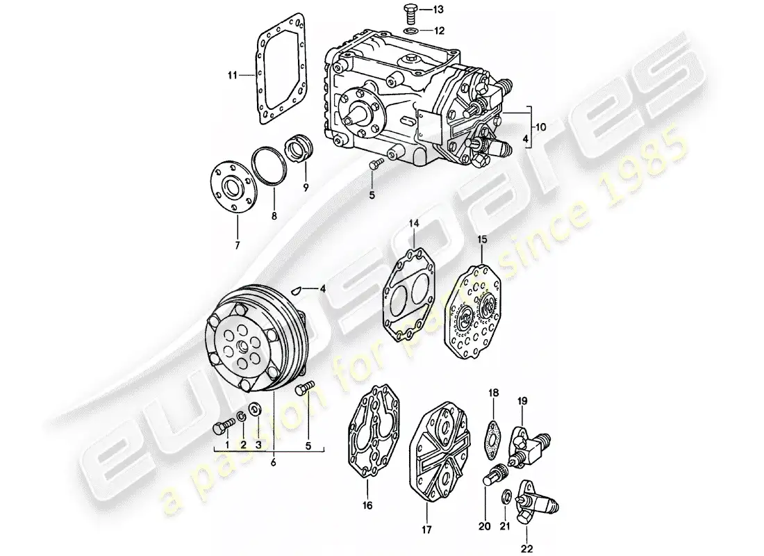 porsche 1982 (911) compresor diagrama de piezas