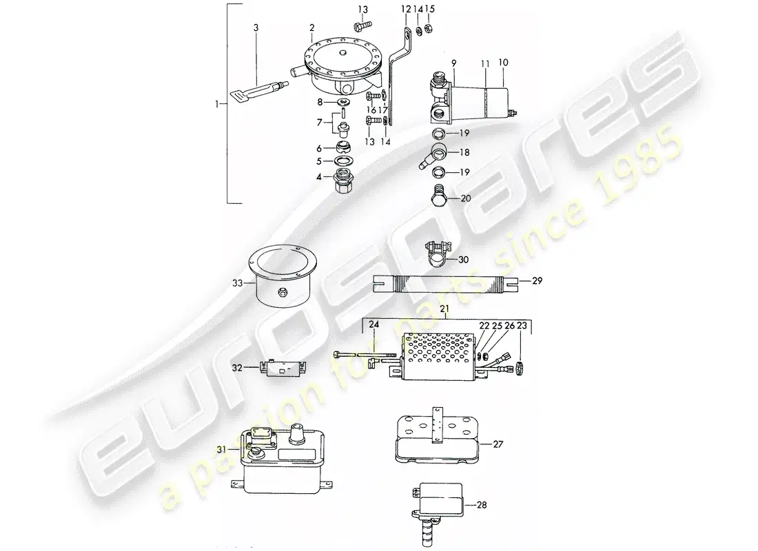 porsche 1965 (911/912) materiales de reparación diagrama de piezas