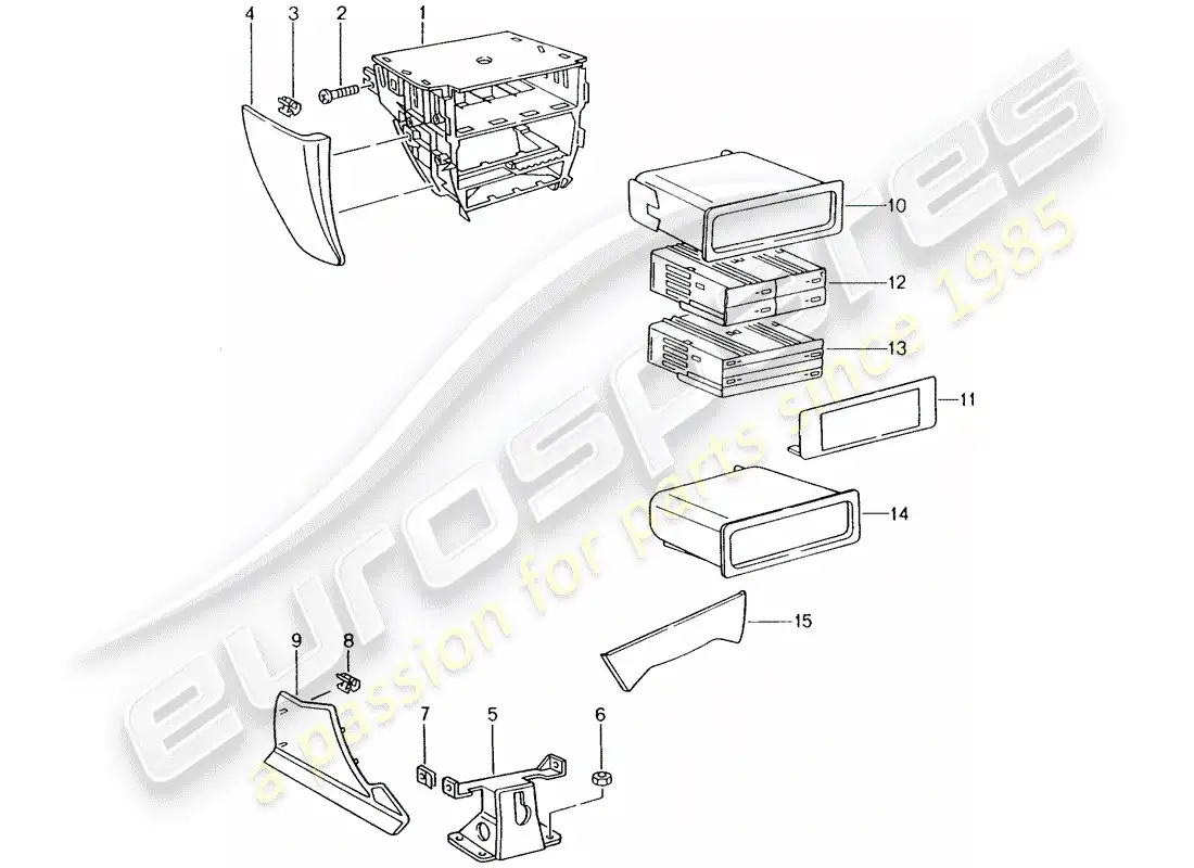 porsche 2004 (996) center console diagrama de piezas