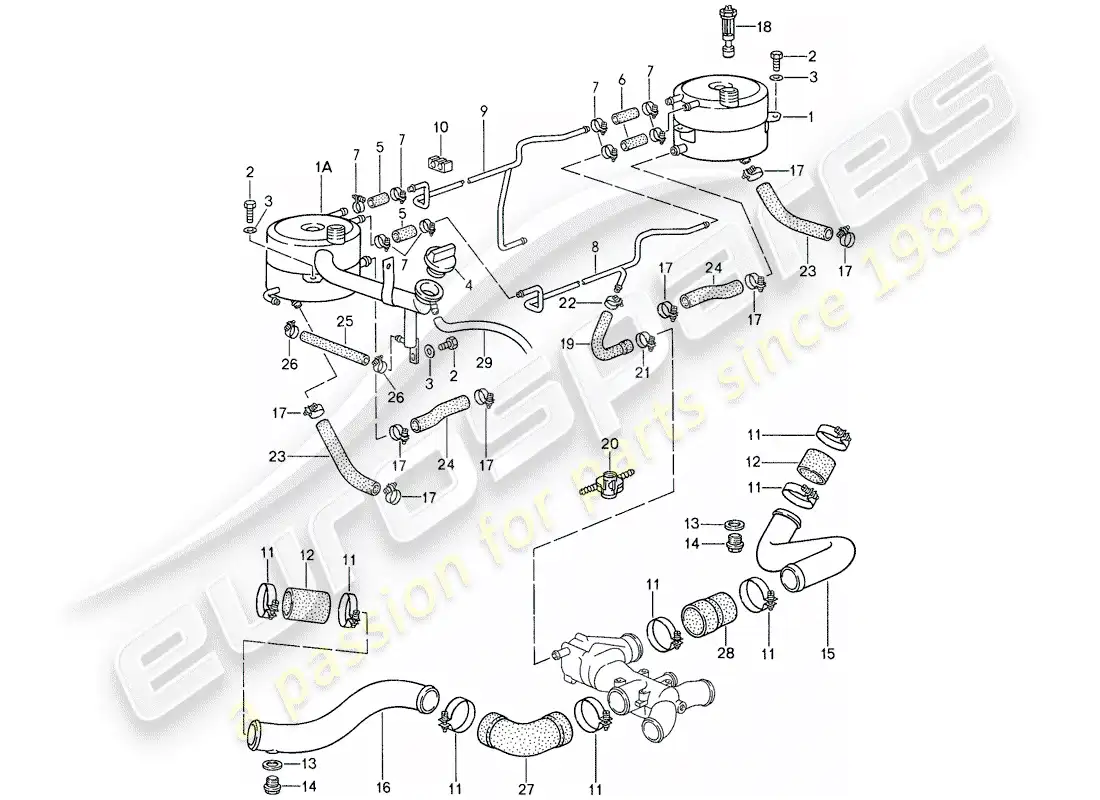 porsche 1987 (959) water cooling 2 diagrama de piezas