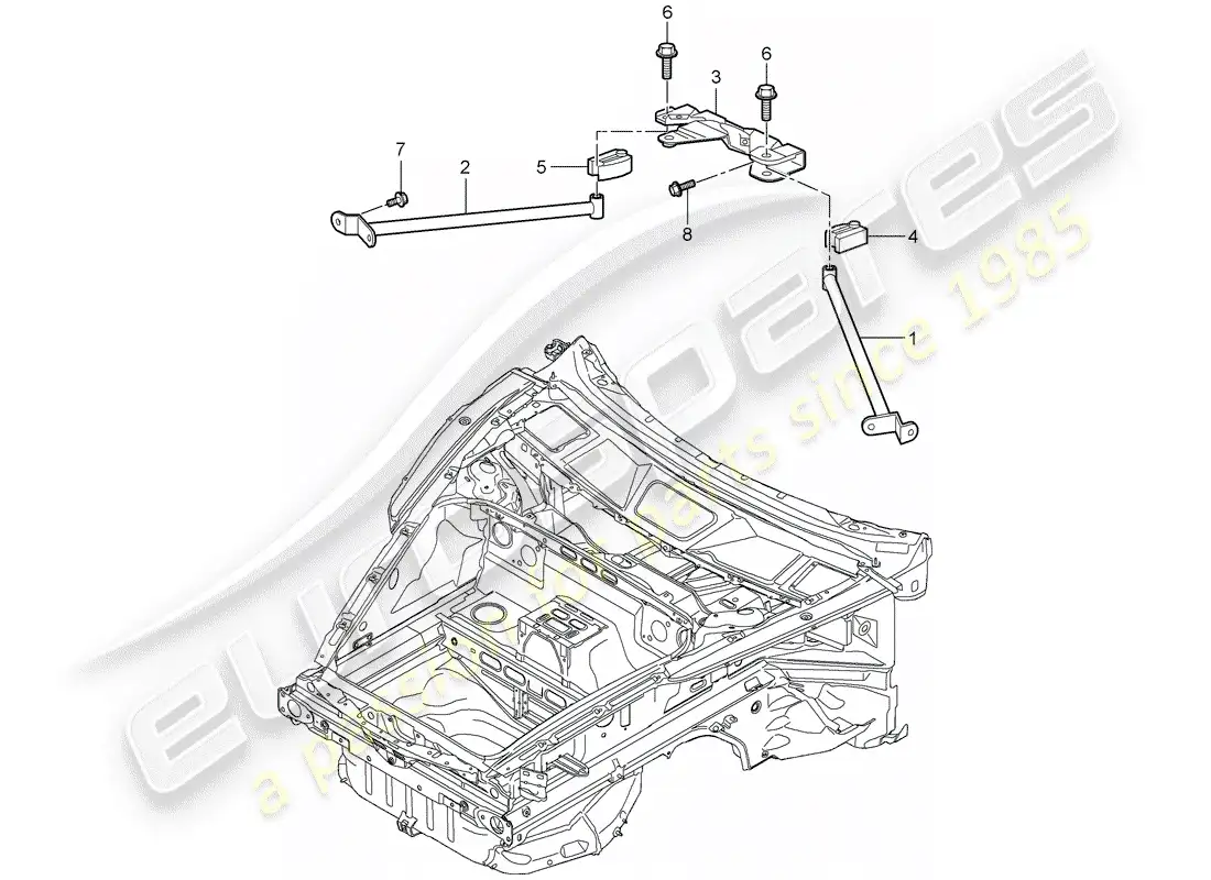 porsche 2009 997-2 turbo / gt2 puntal de domo diagrama de piezas