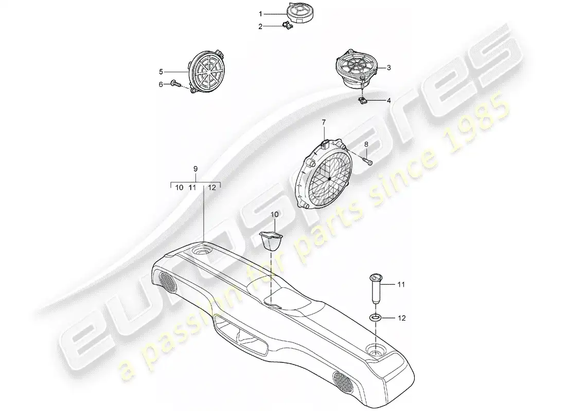 porsche 2008 (987 boxster) altoparlante diagrama de piezas