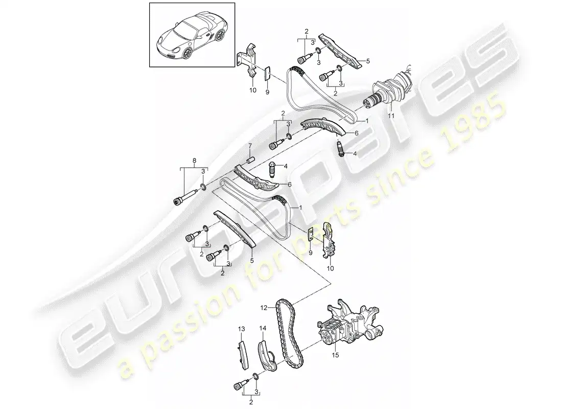 porsche 2012 (987 boxster) control de válvula diagrama de piezas