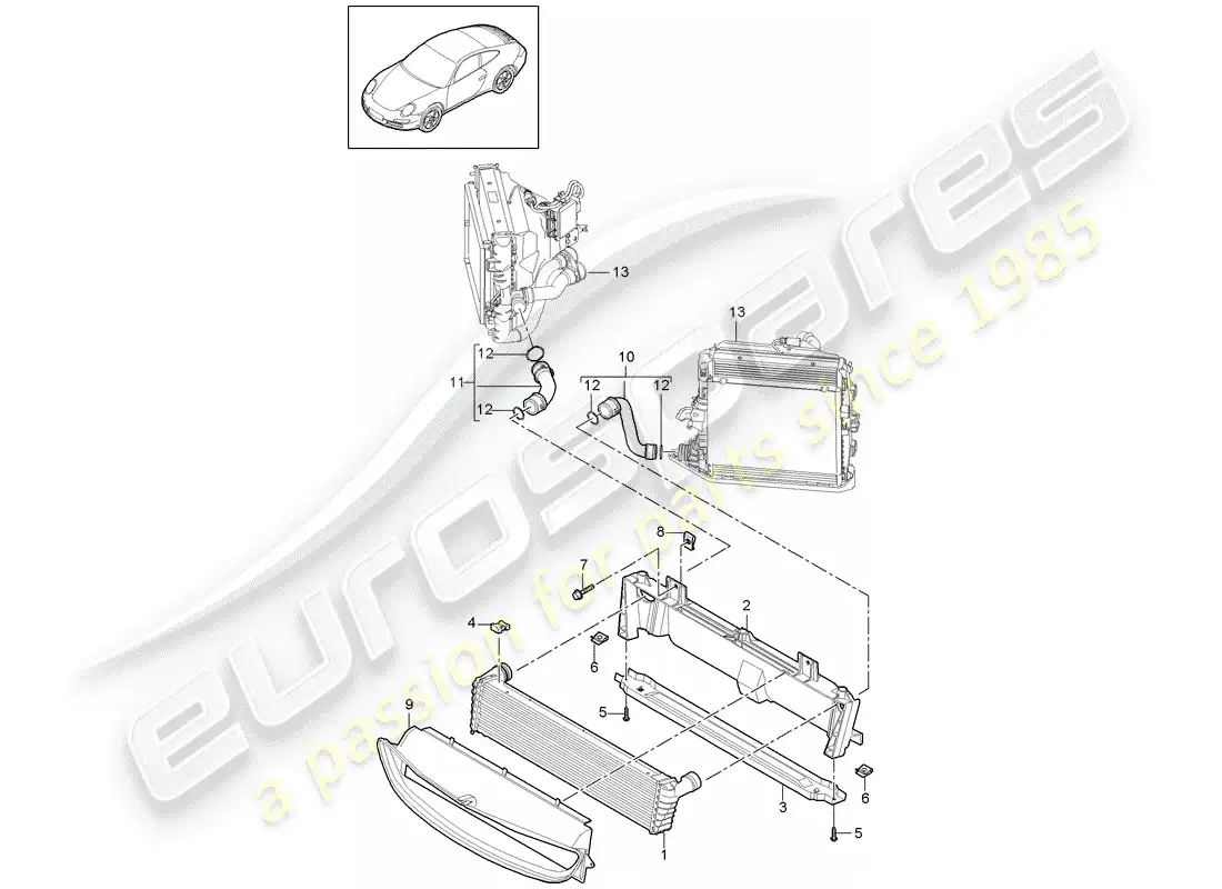 porsche 2010 (997-2) radiador diagrama de piezas