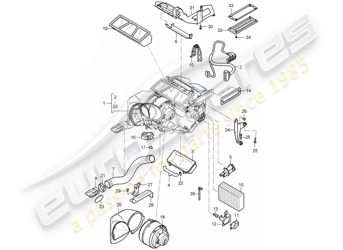 porsche 2005 (carrera gt) calentador - aire acondicionado - piezas únicas diagrama de piezas