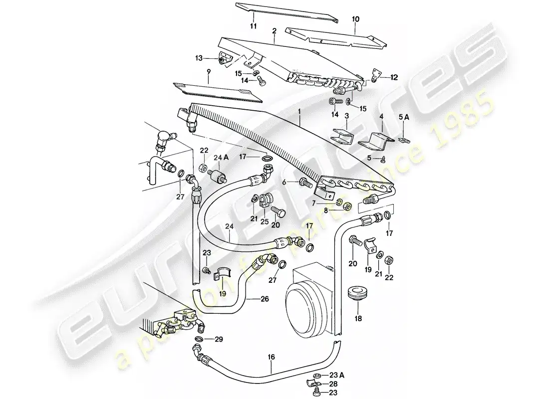 porsche 1988 (911) condensador - líneas - accesorios y otros diagrama de piezas