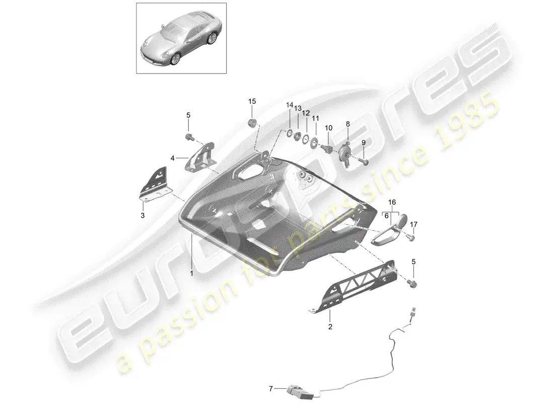 porsche 2017 (991-2) asiento diagrama de piezas