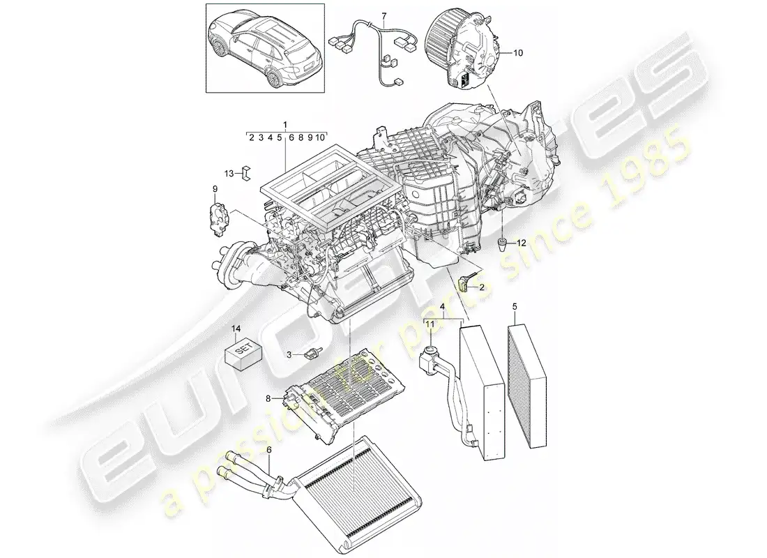 porsche 2012 (cayenne e2 92a) aire acondicionado diagrama de piezas