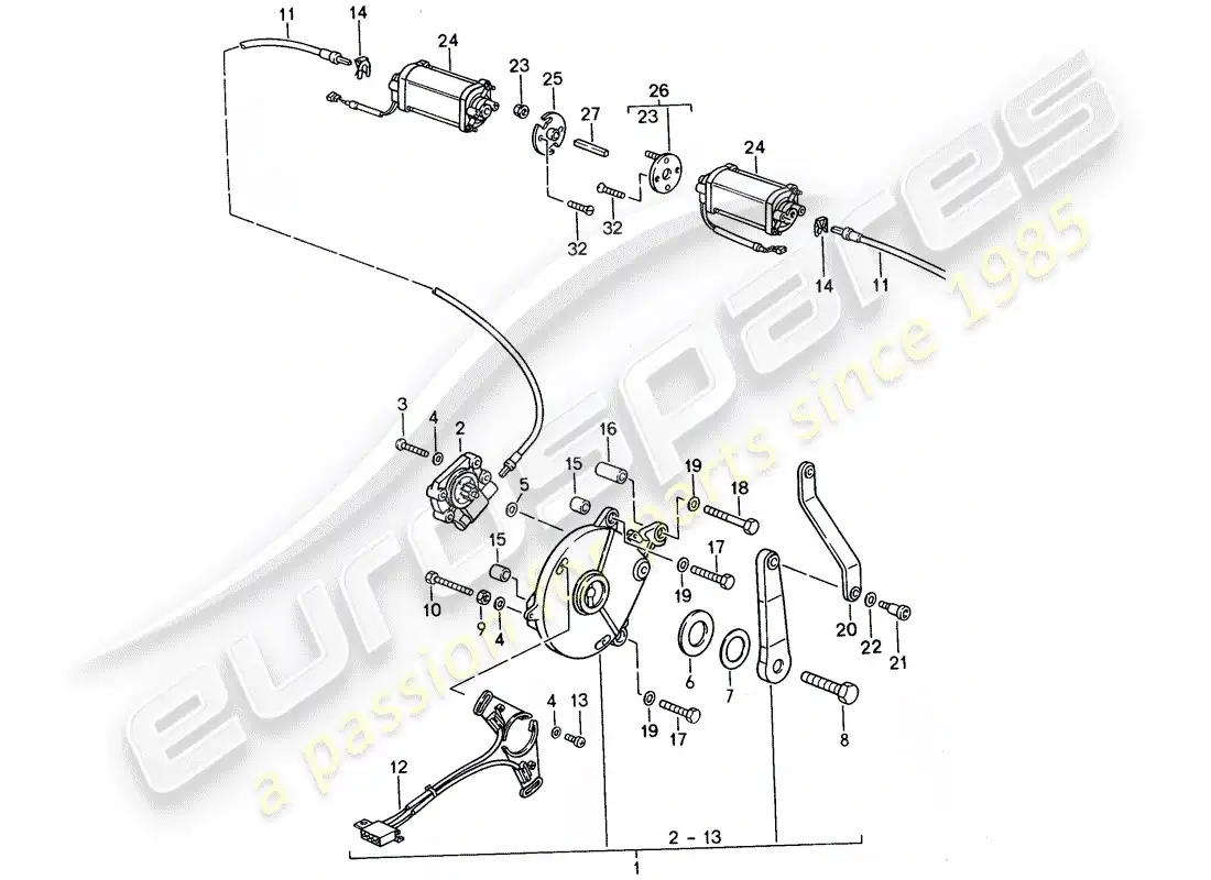 porsche 1992 (968) control superior convertible - eléctrico diagrama de piezas