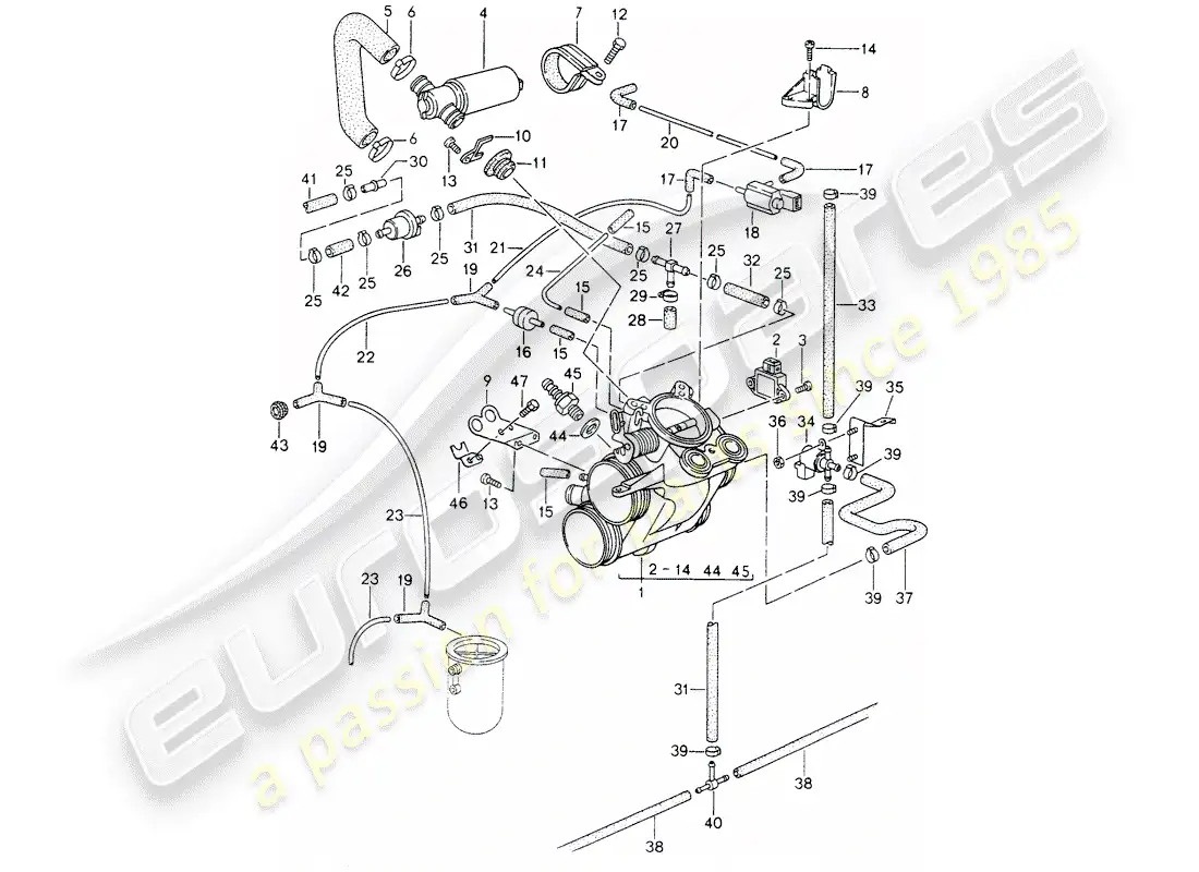 porsche 1997 (993) cuerpo del acelerador diagrama de piezas