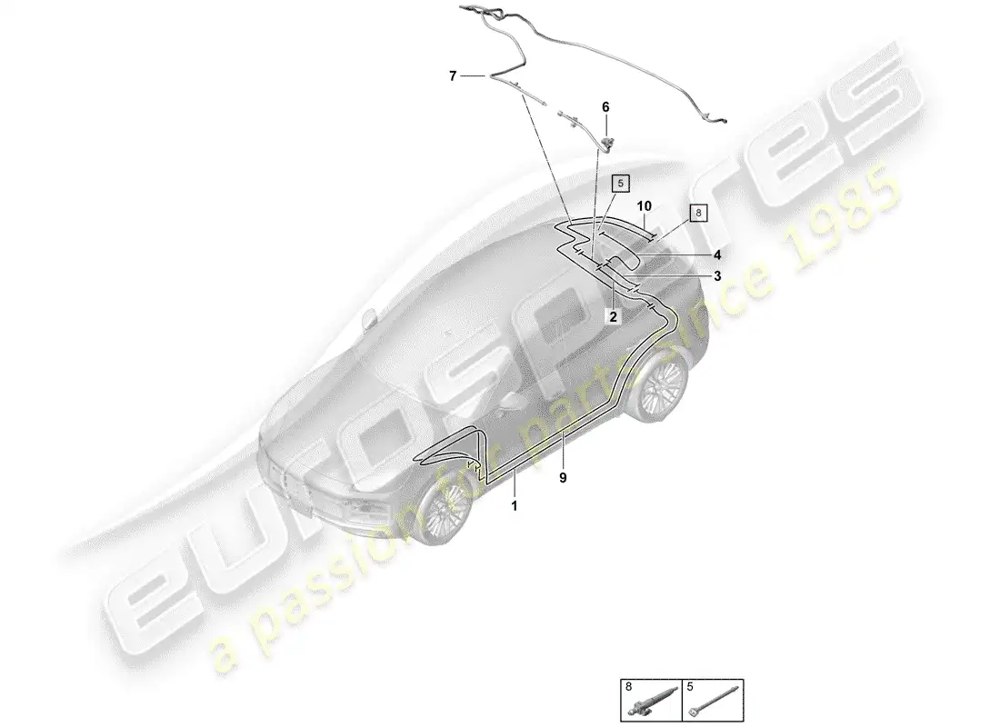 porsche 2019 (cayenne e3 9ya/9yb) manguera diagrama de piezas