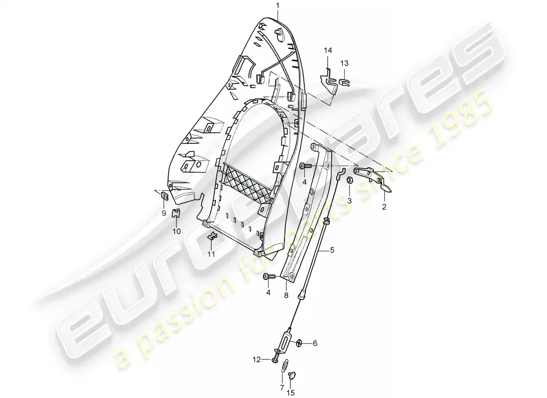 porsche 1999 (996) carcasa del respaldo - asiento estándar - asiento confort - d - mj 1998>> - mj 1998 diagrama de piezas