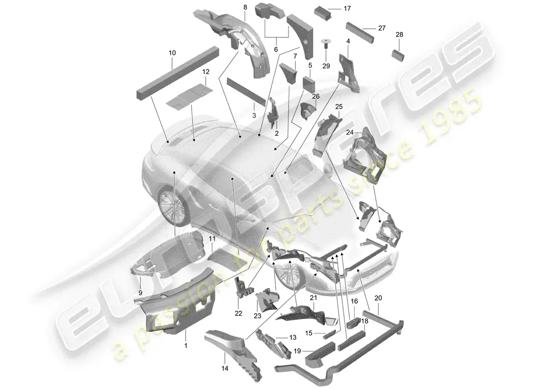 porsche 2014 (991-1 turbo) carrocería diagrama de piezas