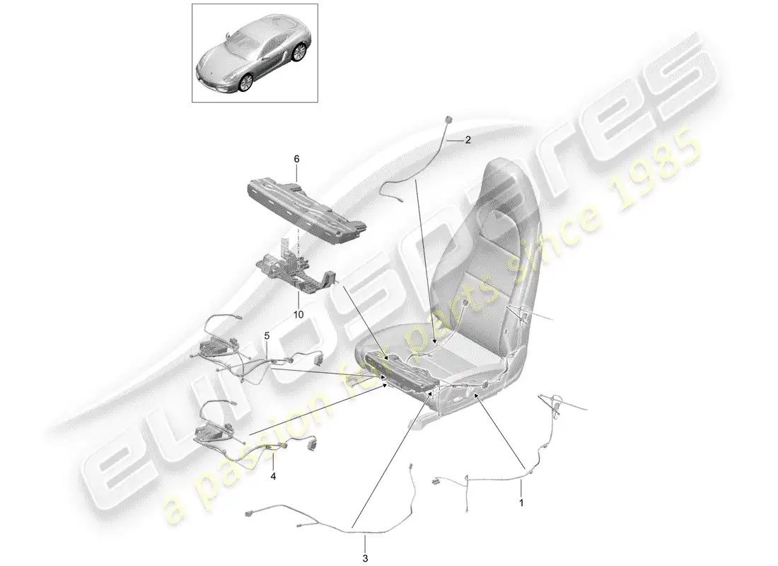 porsche 2016 (981 cayman) cableando arneses diagrama de piezas