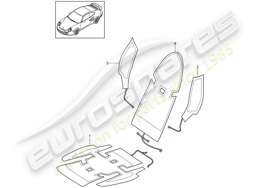 porsche 2013 (997-2 turbo / gt2 rs) calentador diagrama de piezas