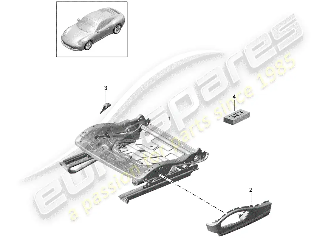 porsche 2020 (991-2) estructura del asiento diagrama de piezas