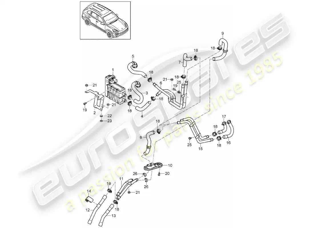 porsche 2011 (cayenne e2 92a) híbrido diagrama de piezas