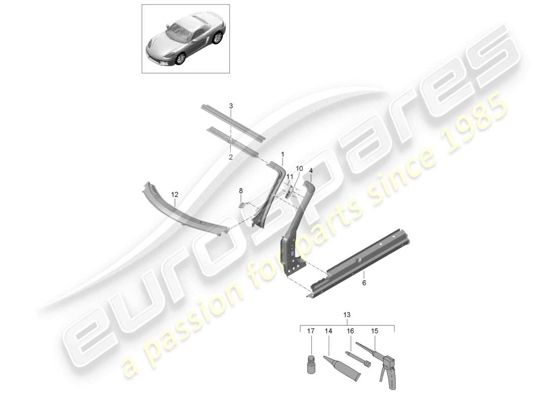 porsche 2022 (718 boxster) diagrama de piezas del scuttle