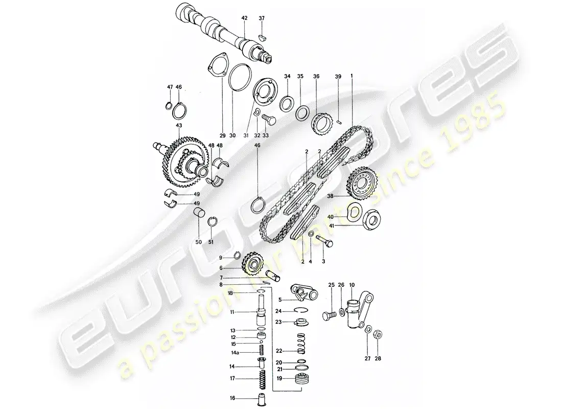 porsche 1976 (911) control de válvula - juego de reparación para mantenimiento - tensor - cadena - ver ilustración: diagrama de piezas