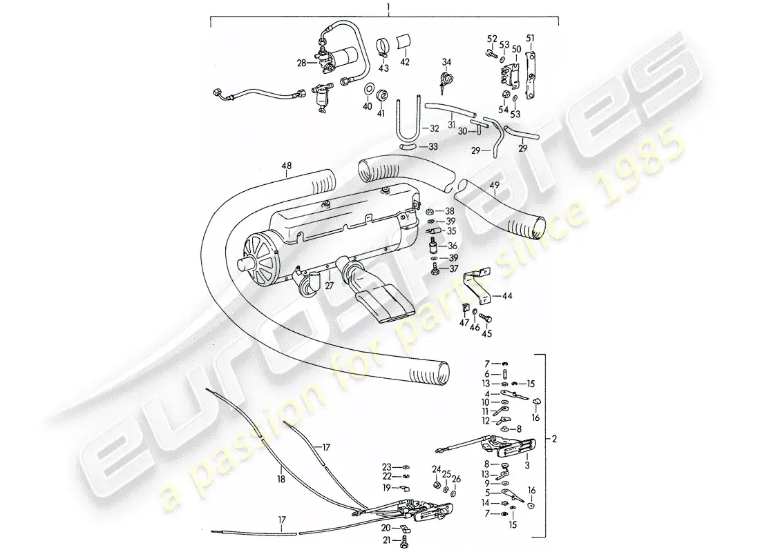 porsche 1964 (356b/356c) calentador - - eberspaecher - - bn 4 diagrama de piezas