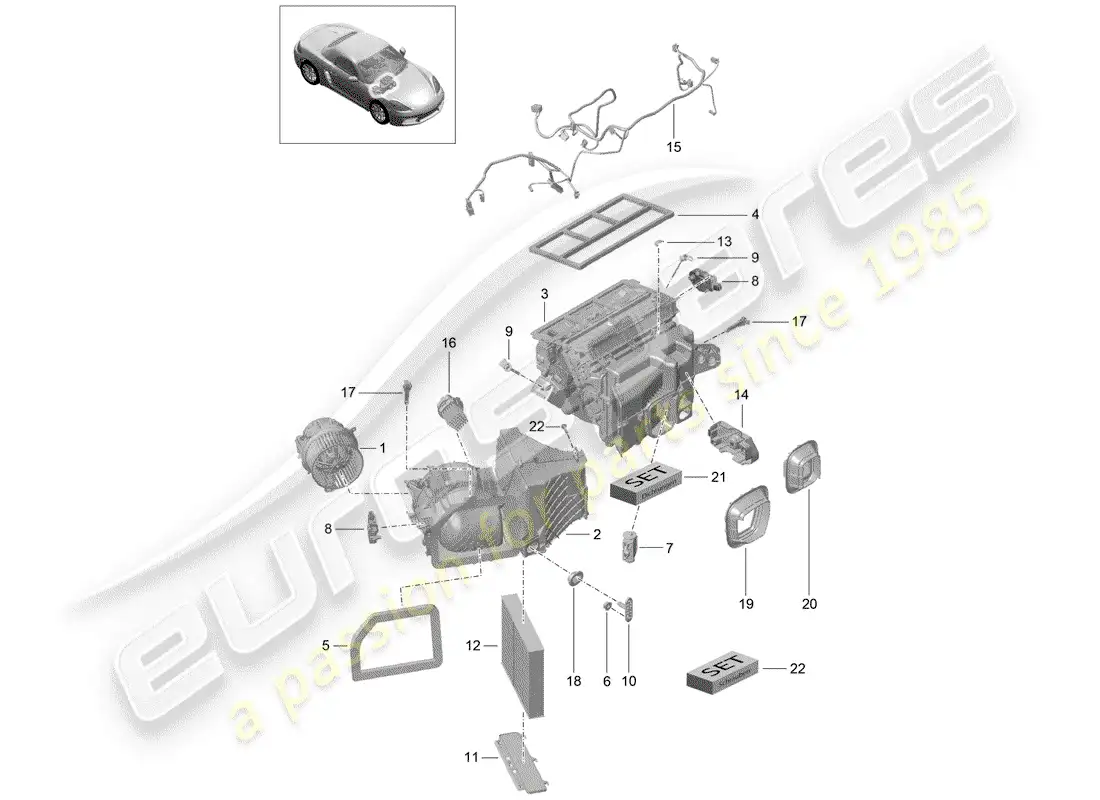porsche 2018 (718 boxster) aire acondicionado diagrama de piezas