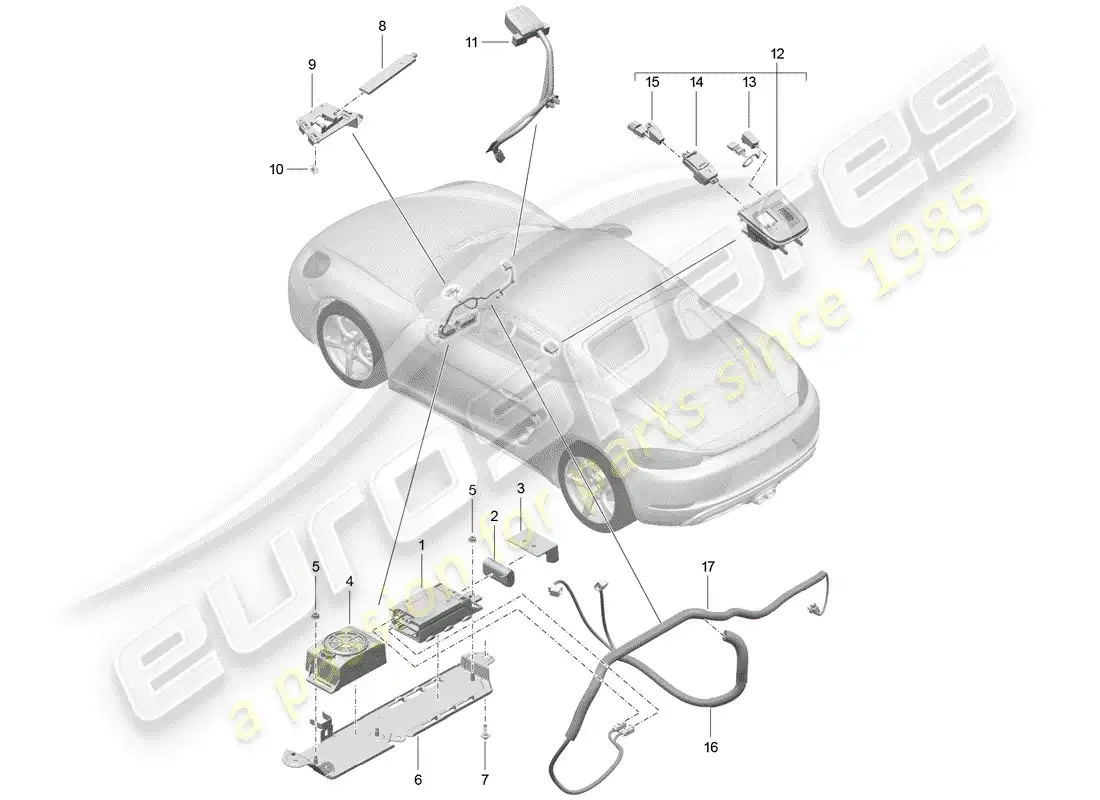 porsche 2018 (718 cayman) para vehículos con teléfono diagrama de piezas