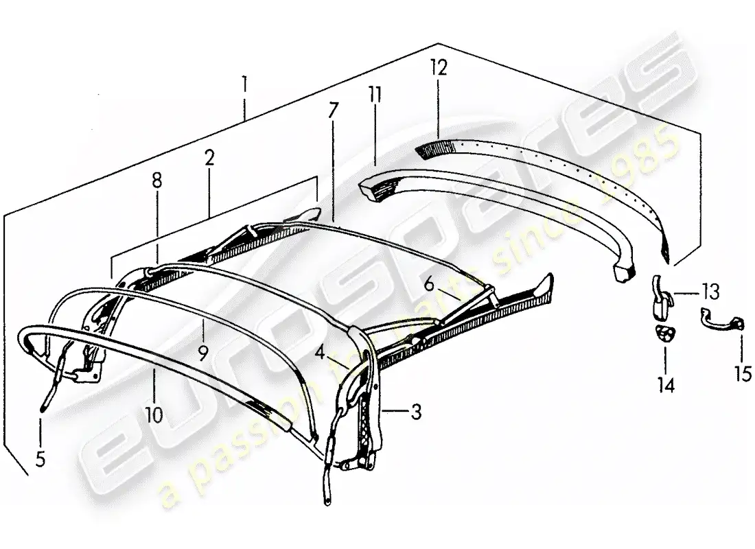 porsche 1952 (356/356a) marco superior diagrama de piezas