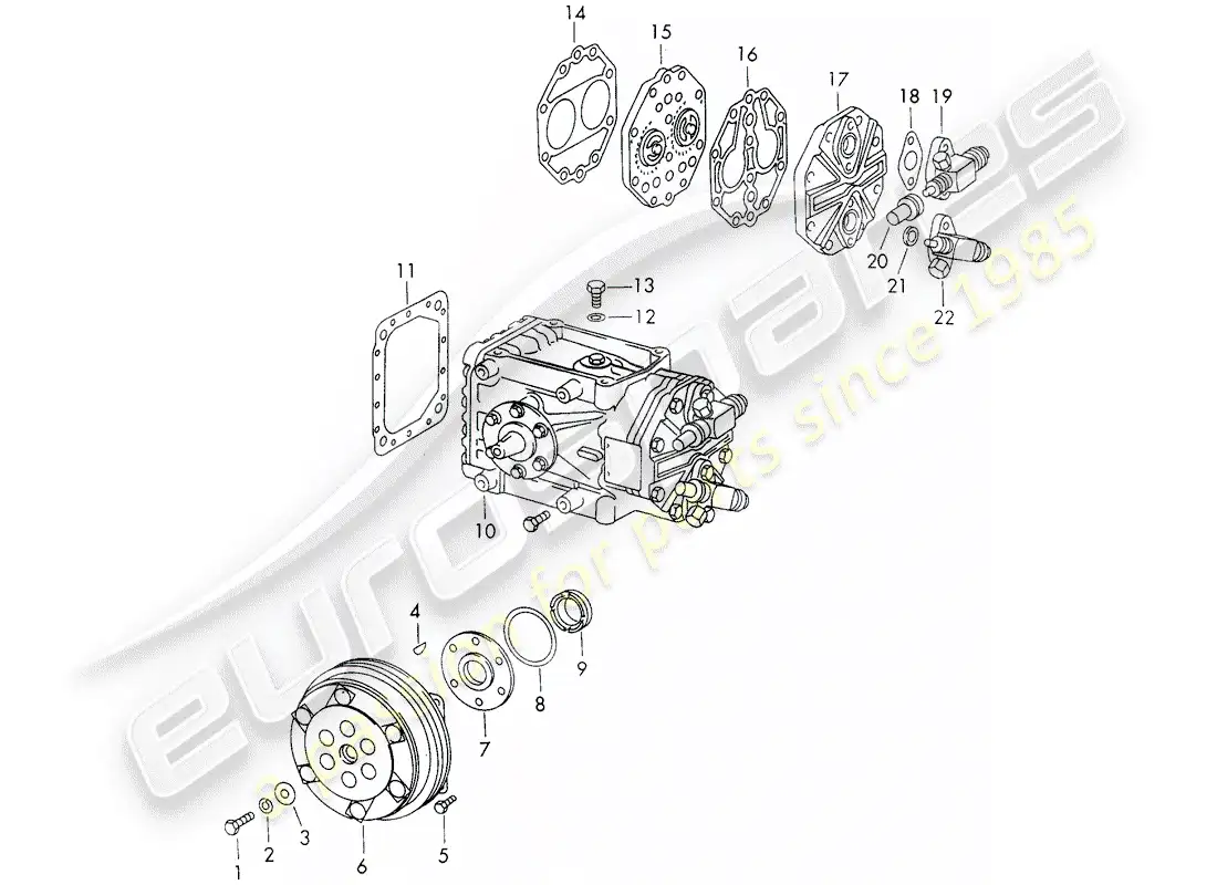 porsche 1967 (911/912) compresor - embrague - d - mj 1969>> diagrama de piezas