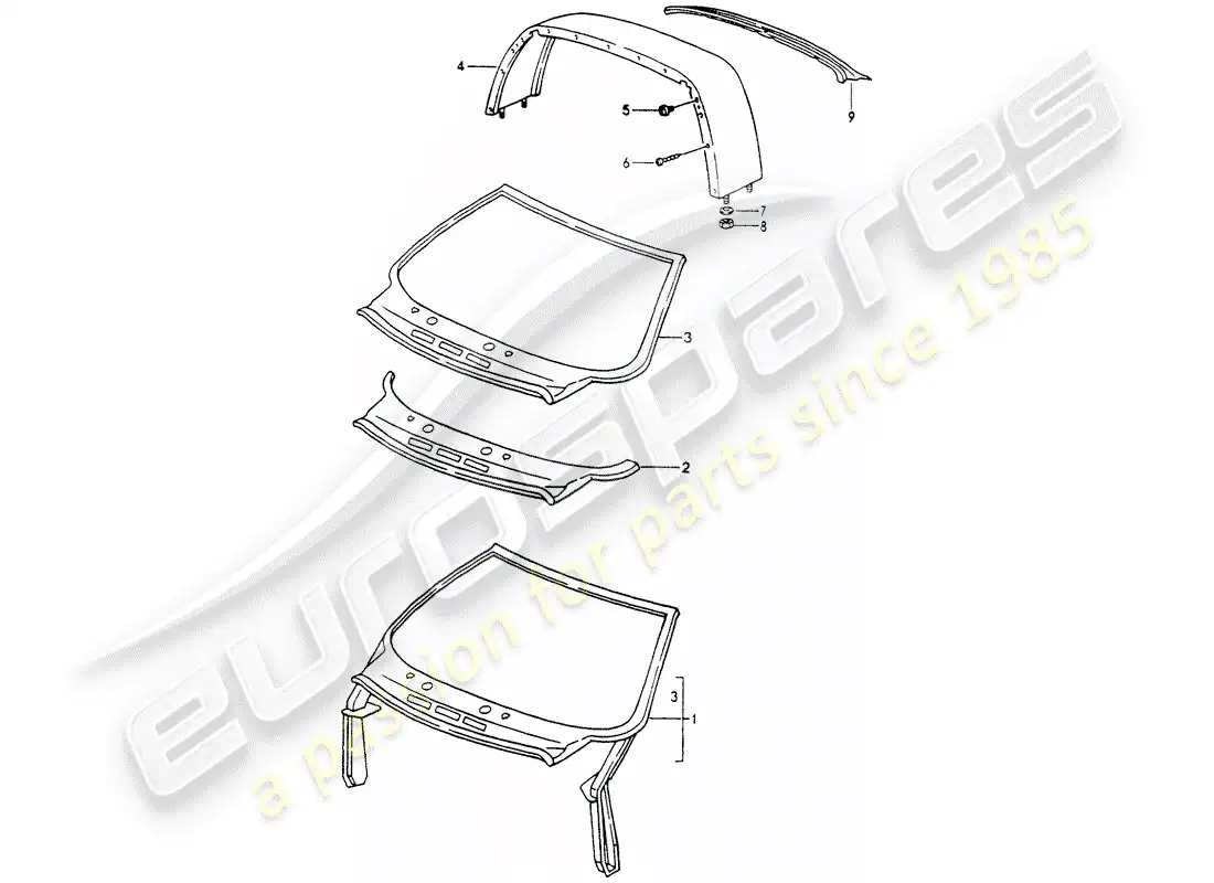 porsche 1990 (964) paneles exteriores diagrama de piezas