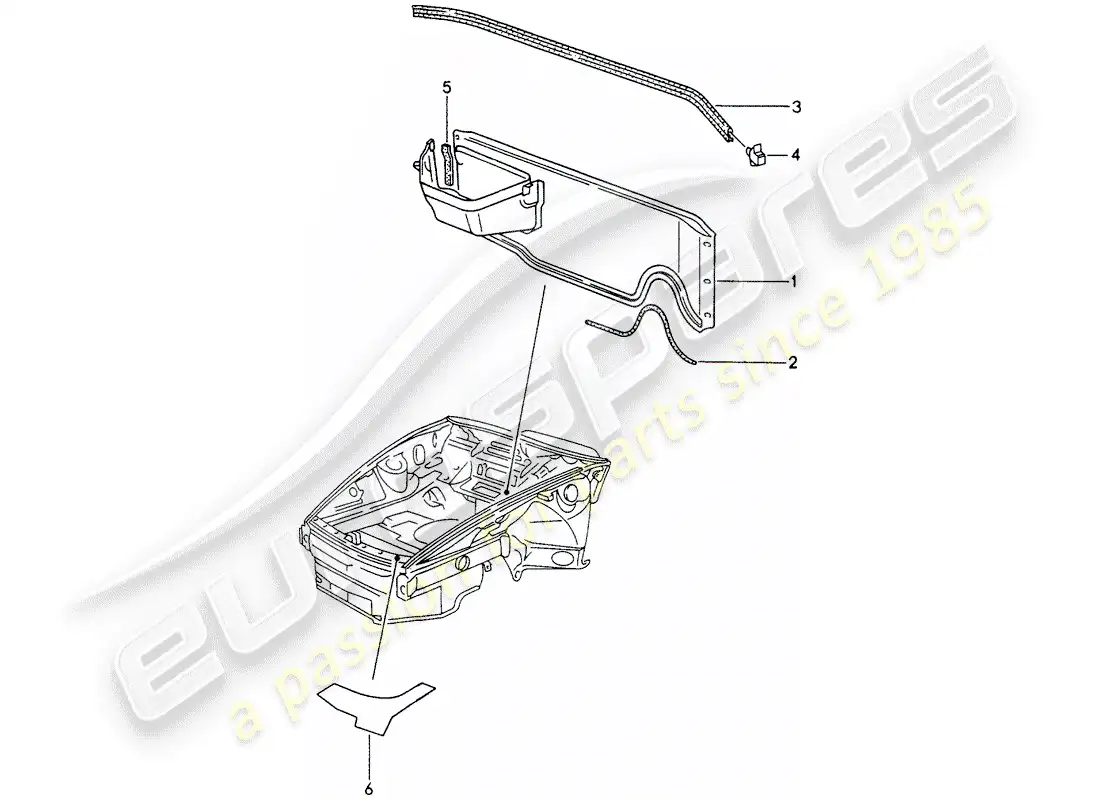 porsche 1995 (993) panel de tablero - para - extremo delantero diagrama de piezas