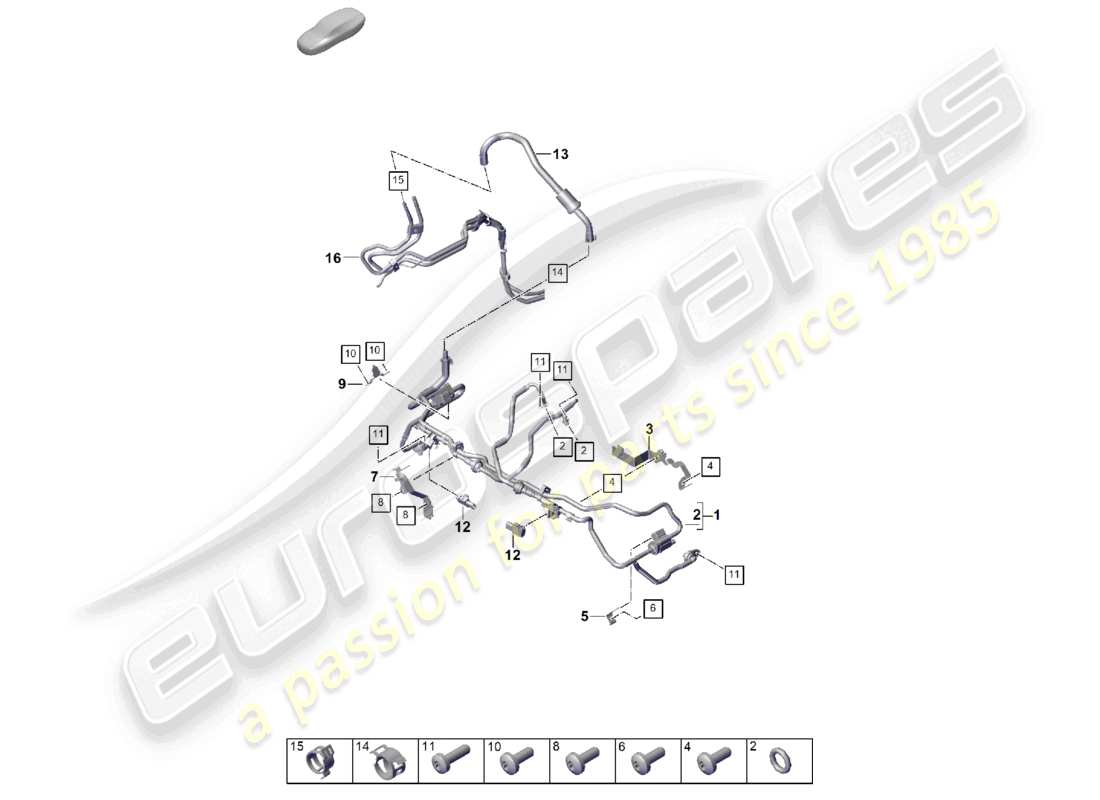 porsche 2023 (cayenne e3 pa) línea de respiración ventilación del tanque diagrama de piezas