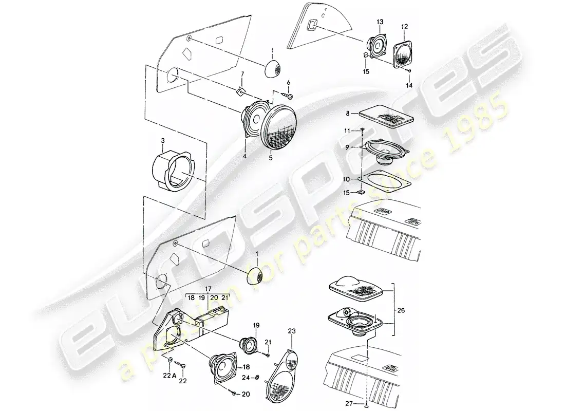 porsche 1998 (993) altoparlante diagrama de piezas