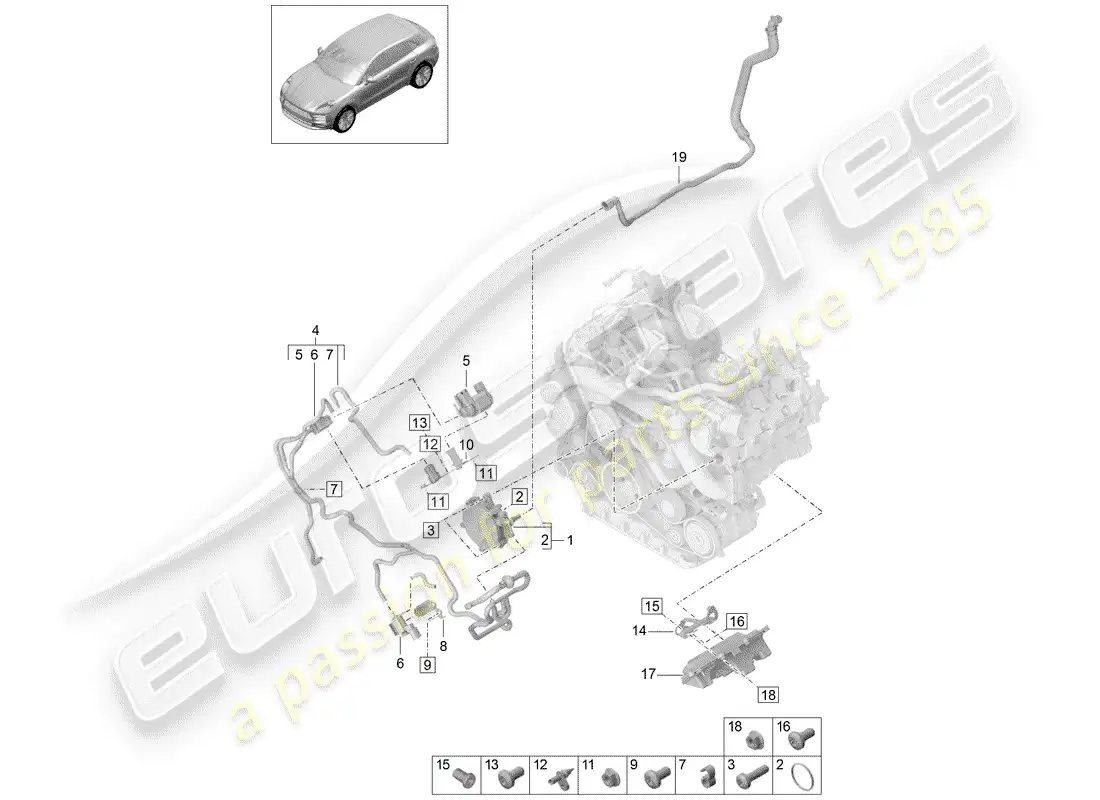 porsche 2019 (macan) sistema de vacío diagrama de piezas
