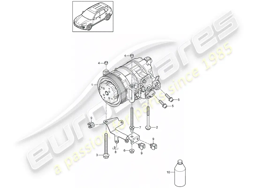 porsche 2011 (cayenne e2 92a) compresor diagrama de piezas