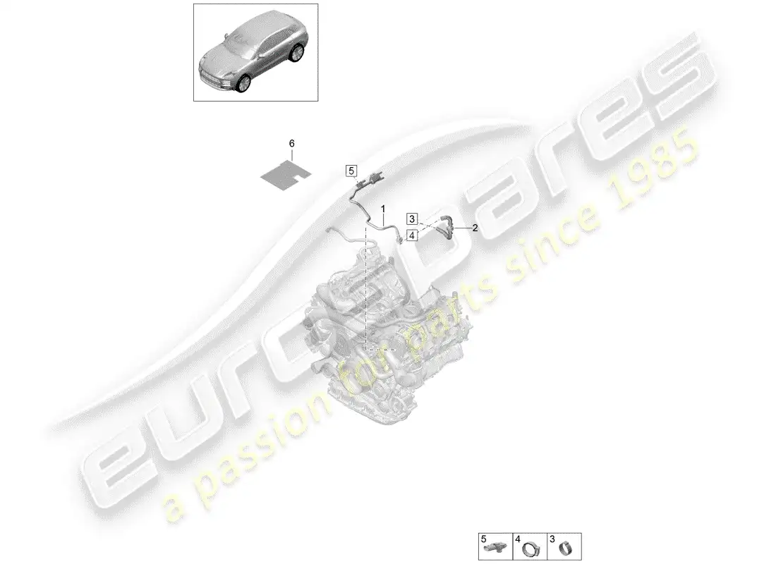 porsche 2019 (macan) breather line diagrama de piezas