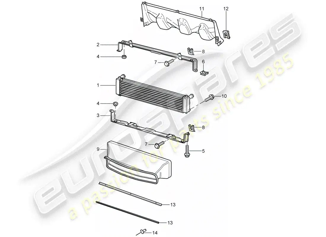 porsche 2000 (996) radiador diagrama de piezas