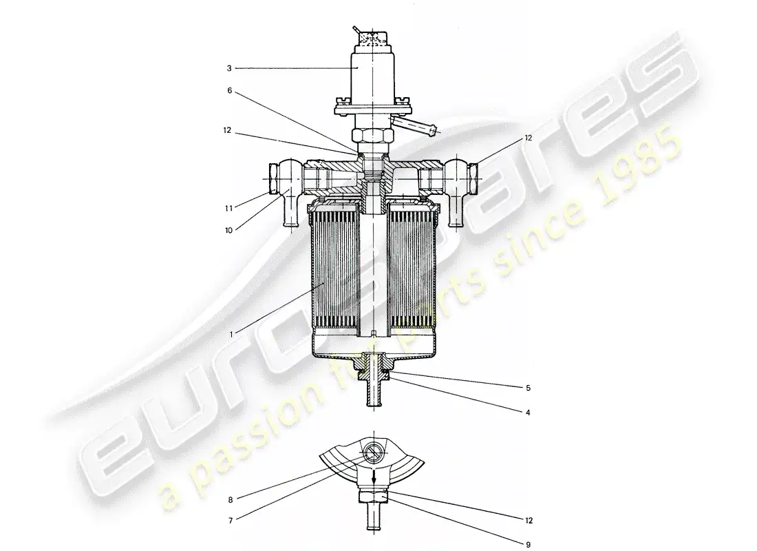 porsche 1975 (911) filtro de combustible - completo diagrama de piezas