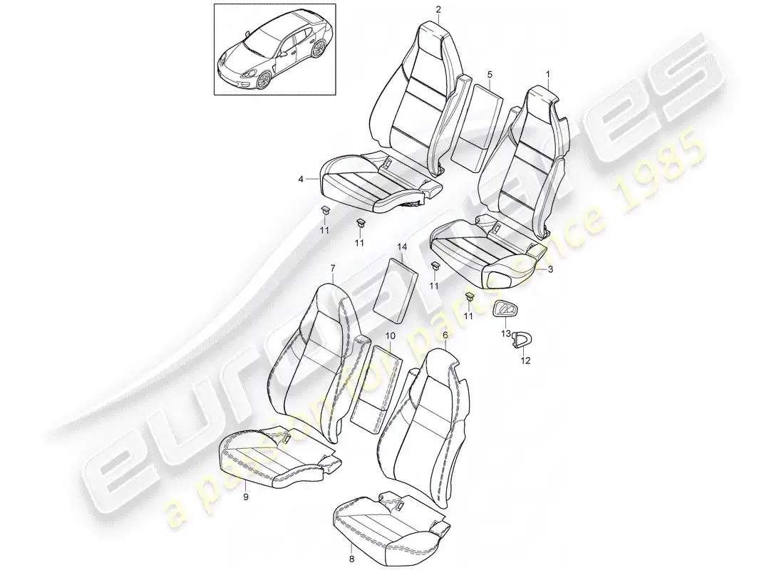 porsche 2014 (panamera 970) cubrir diagrama de piezas