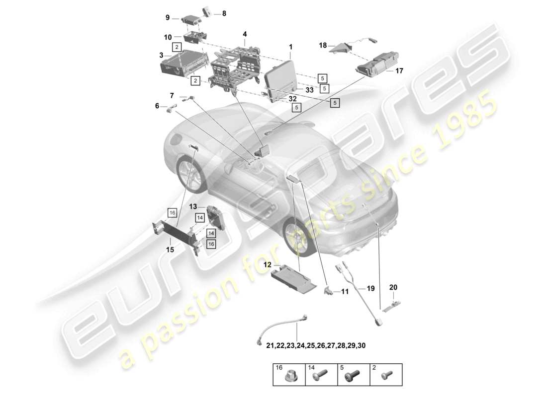 porsche 2021 (718 cayman gt4) panel de control sistema de navegación ordenador central micrófono de tv diagrama de piezas de la cámara