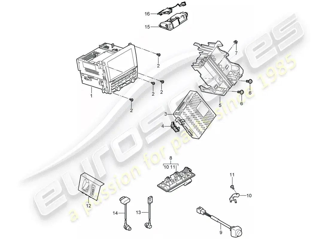 porsche 2014 (panamera 970) unidad de radio diagrama de piezas