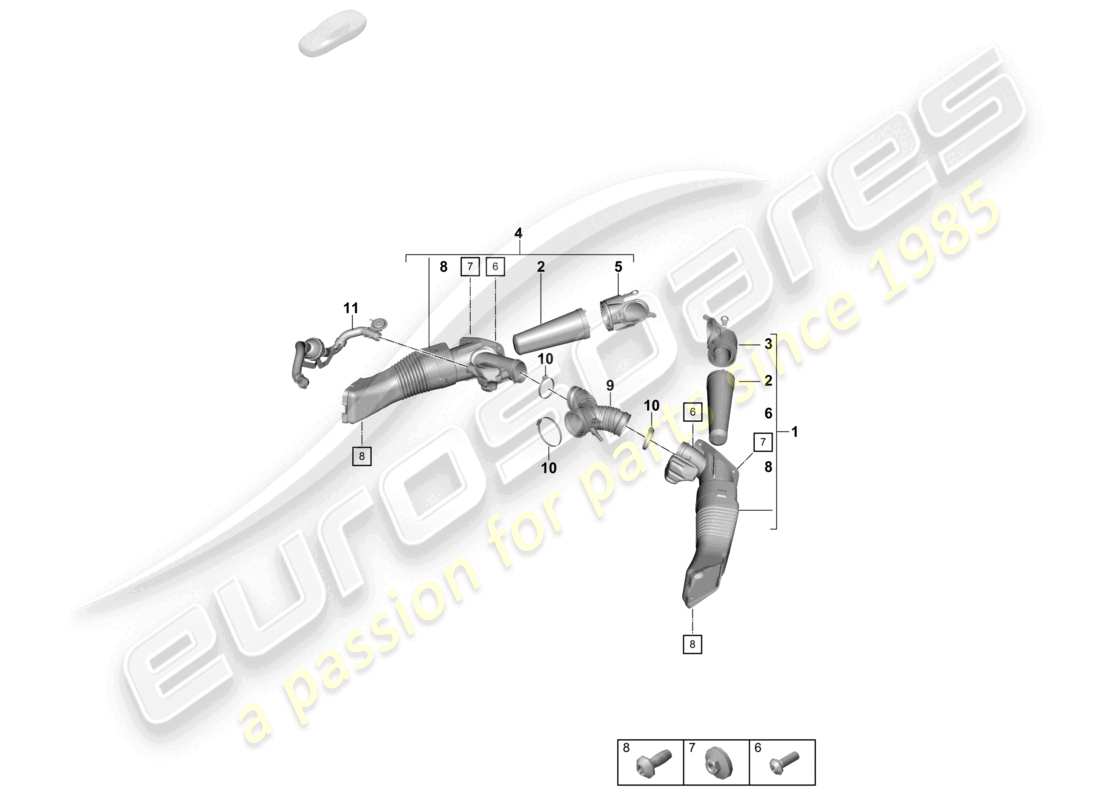 porsche 2021 (718 cayman gt4) diagrama de piezas del filtro de aire