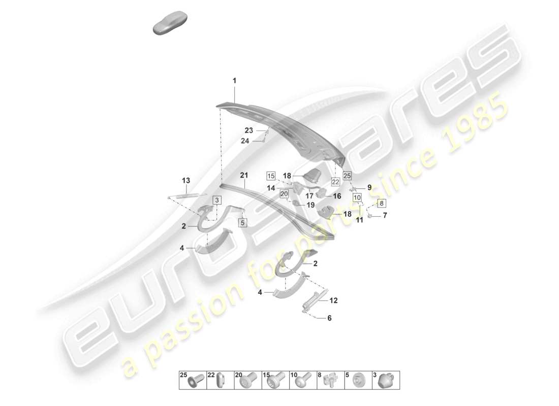 porsche 2020 (taycan 9j1-1) rear lid diagrama de piezas