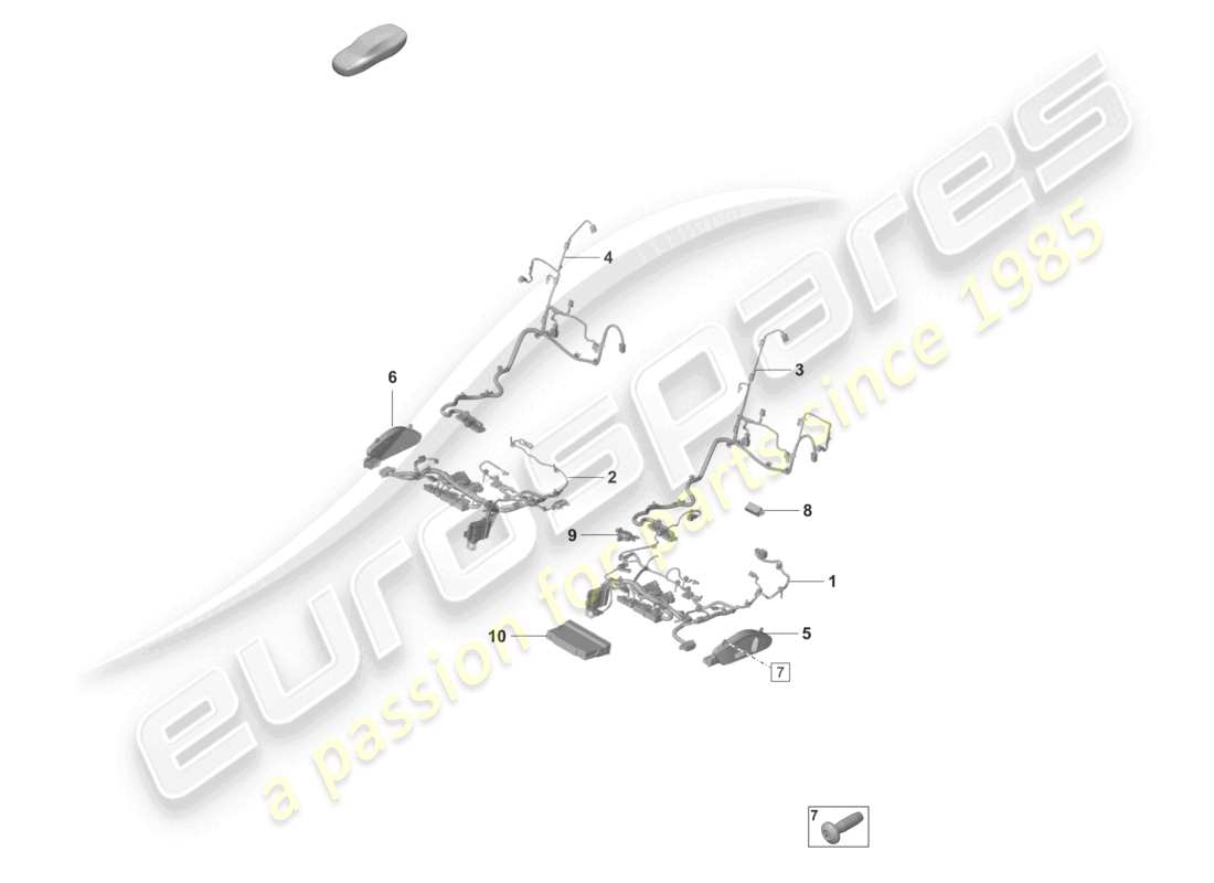 porsche 2021 (taycan 9j1-1) diagrama de piezas del asiento estándar eléctrico