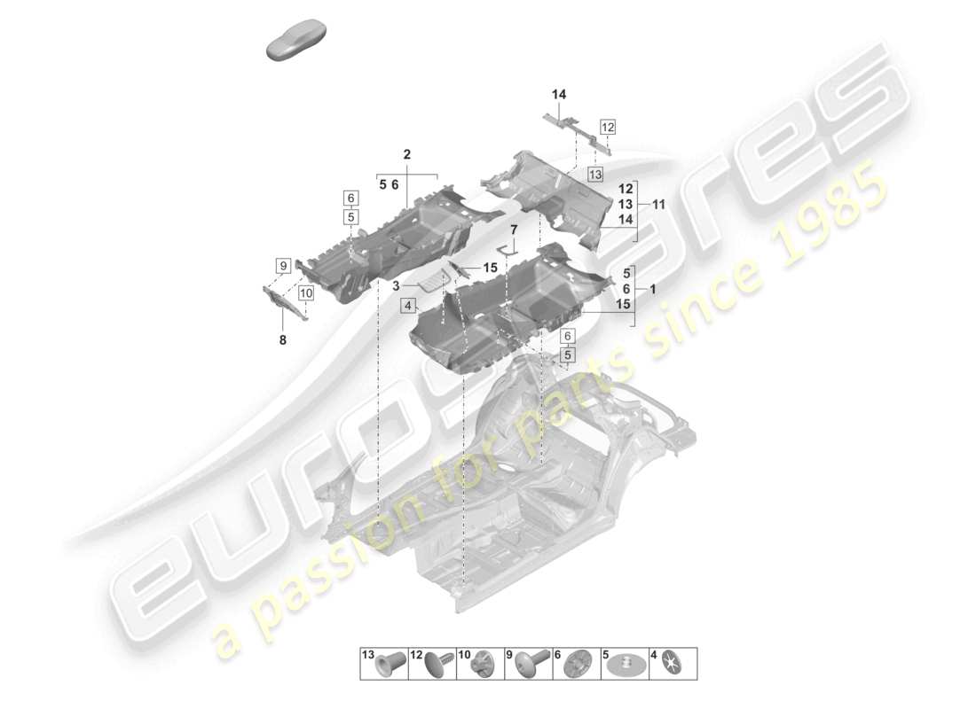 porsche 2022 (panamera 971-2) diagrama de piezas del piso