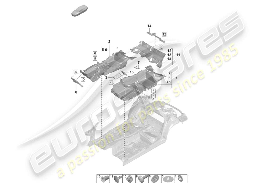 porsche 2022 (panamera 971-2) diagrama de piezas del piso