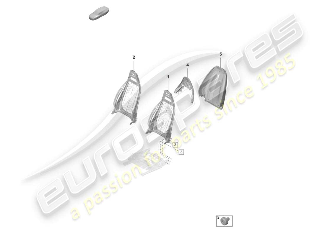 porsche 2022 (panamera 971-2) estructura del respaldo carcasa del respaldo asiento estándar diagrama de piezas