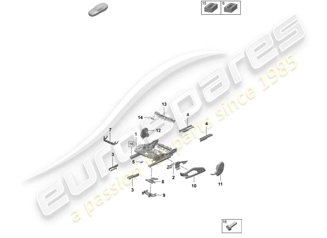 porsche 2025 (macan-e) estructura del asiento asiento estándar diagrama de piezas