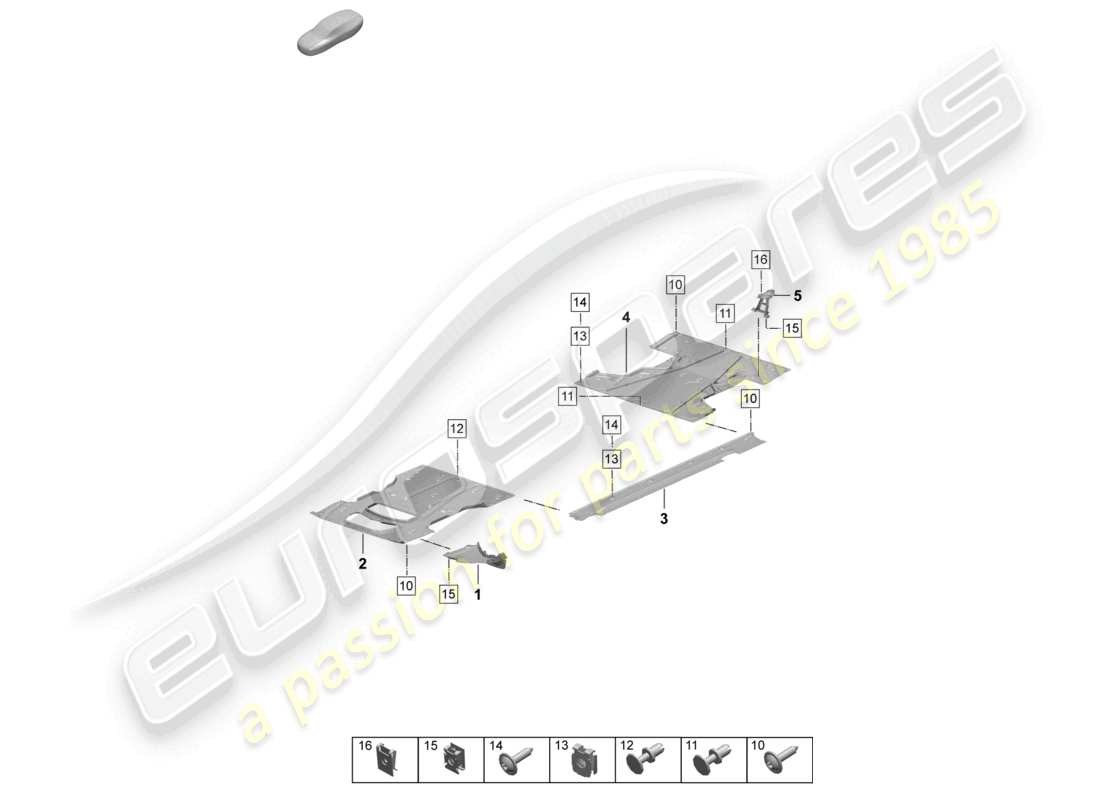 porsche 2025 (macan-e) diagrama de piezas de accesorios para molduras de bajos