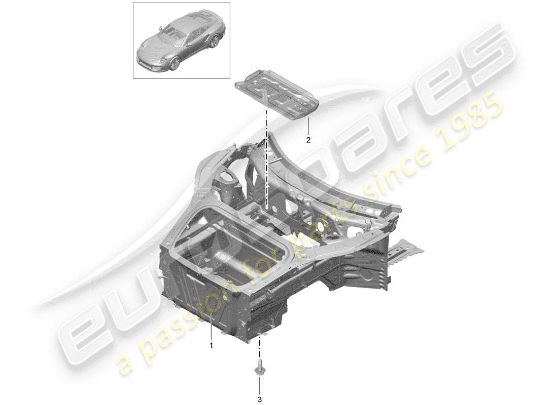 porsche 991 turbo (2018) diagrama de piezas del extremo delantero